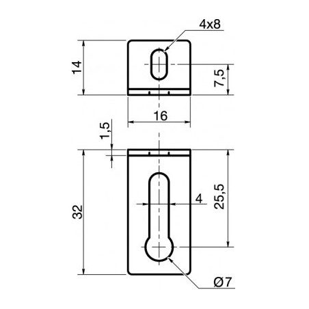 1 x Staffe Regolazione 14X32X16 2 Fori Zincate