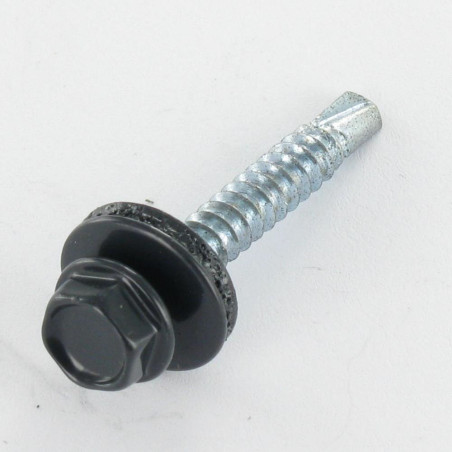 1 x Vite Autoperforante Testa Esagonale 4.8X35 Rondella Di Tenuta Con Guarnizione In Neoprene Epdm Zincate Ral7016 Grigio
