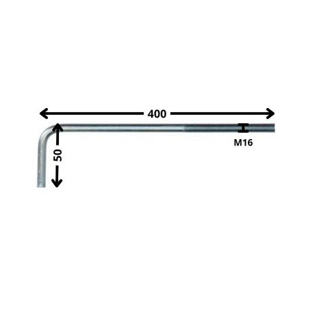 1 x Gancio Metalli lunghezza lunga M16X400 Filettata Su 150 Gancio 50 Zincate