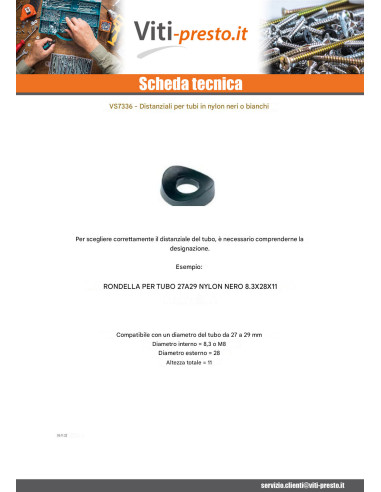 1 x Rondella 8,3 x 28 x 11 Per Tubo 27 con 29...