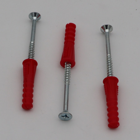 1 x KIT 3 Tassello Rosso 9X39 Con 3 Vite Per Legno E Truciolato
