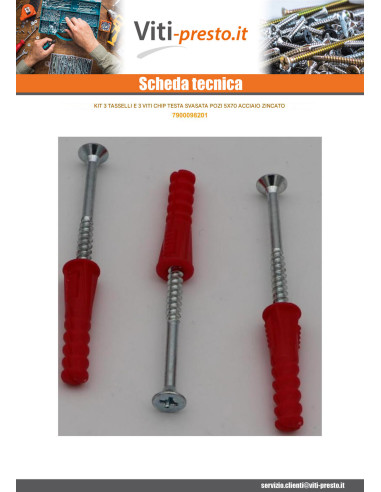 1 x KIT 3 Tassello Rosso 9X39 Con 3 Vite Per...