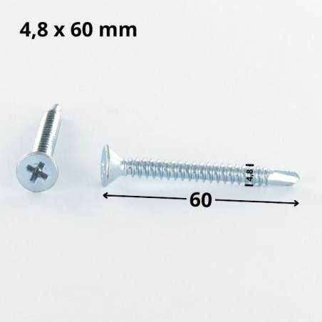 1 x Vite Autoperforante Testa Forata Phillips 4,8 x 60 Filetto A Lamiera Zincate