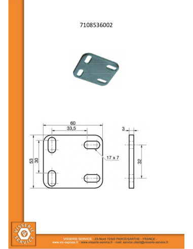 1 x Piastra ASSEMBLAGGIO 53X60 Zincate