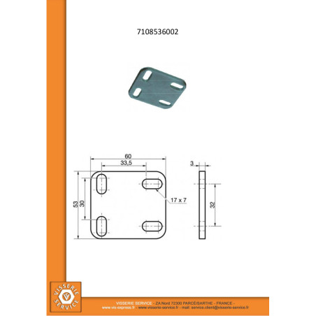 1 x Piastra ASSEMBLAGGIO 53X60 Zincate