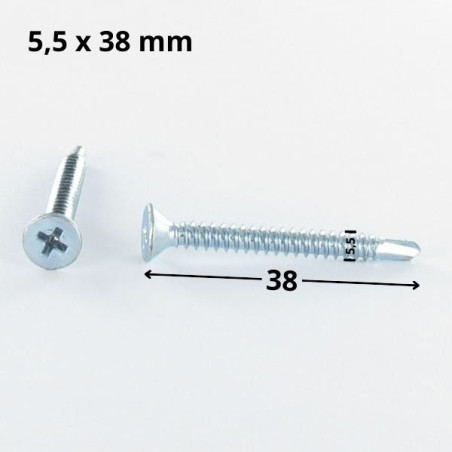 1 x Vite Autoperforante Testa Forata Ingombro quadrato 3 5,5X38 Filetto A Lamiera Zincate