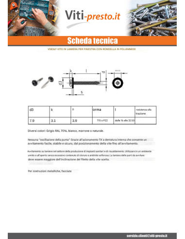 1 x Vite Per Lamiera Testa Cilindrica T15 +...