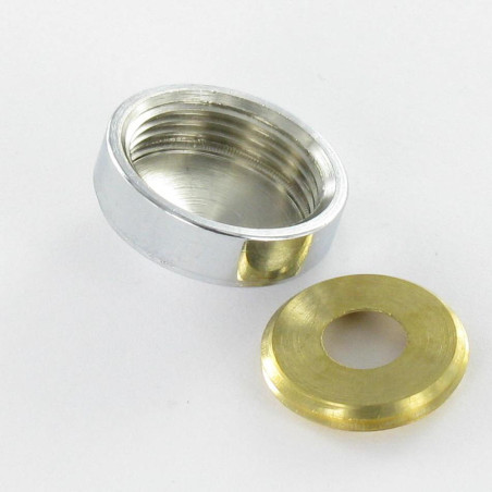 1 x Coprivite Tondo (1 Tappo E 1 Rondella) Ottone Cromato Diametro 15 Per Vite M5