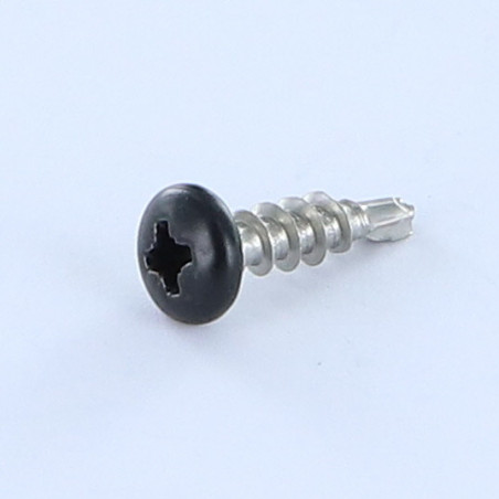 1 x Vite Autoperforante Testa Cilindrica Pozy FILO AGLO 5X18 Acciaio Inox A2 Ral9005 Nero Intenso