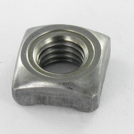 1 x Dado Quadrato A Saldare Flangia M8 14X14X6,5 Acciaio Grezzo