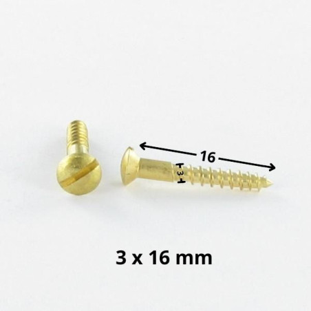 1 x Viti Per Legno Ottone Testa Forata Bombata Con Intaglio 3X16 microviti