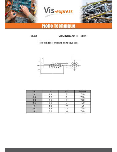 1 x Vite Per Legno E Truciolato Acciaio Inox A2...