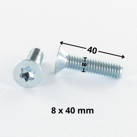 1 x Vite Per Metalli Testa Forata T40 M8X40 Classe 10.9 Zincate