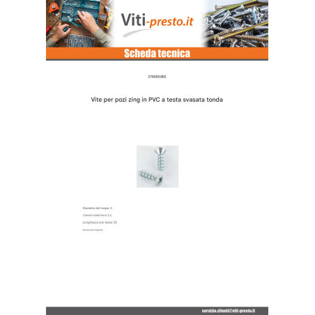 1 x Vite Per Pvc Testa Forata Bombata Pozy 3X10 Zincate microviti