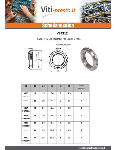 1 x Dado autobloccante con TACCHE Zincate M12...