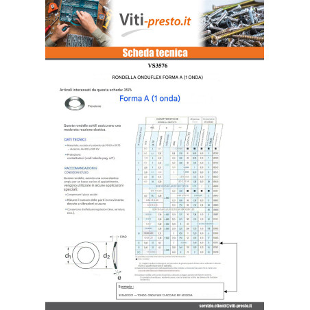 1 x Rondella ONDUFLEX M12 Acciaio Grezzo Tipo con 1 Onde