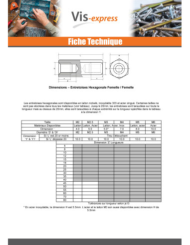 1 x Distanziatore Esagonale Femmina Femmina M4...