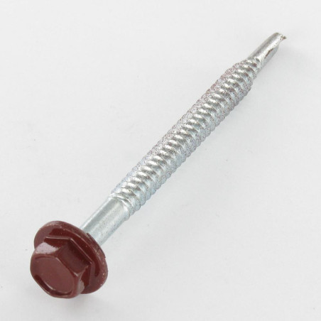 1 x Vite Autoperforante Testa Esagonale Flangia Liscio 6,3X75 Zincate Ral8012 Marrone Rossiccio