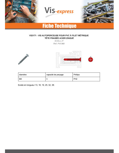 1 x Vite Autoperforante Pvc Metalli Testa...