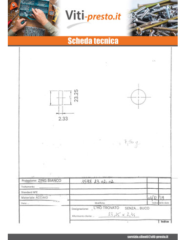 1 x Rondella/Disco senza foro 23,25 x 2,33 Zincate