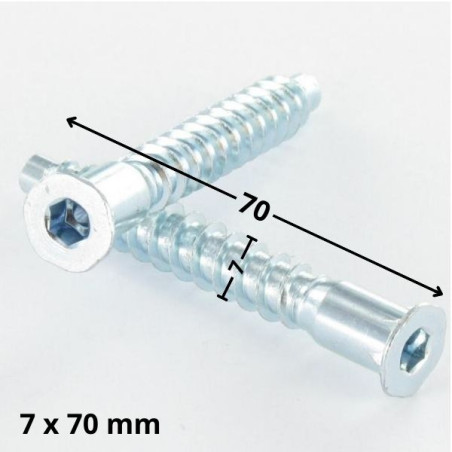 1 x Vite Autoperforante Confirmat Testa Forata Esagono Incassato 7X70 Filetto A Lamiera SS Dentellato Zincate