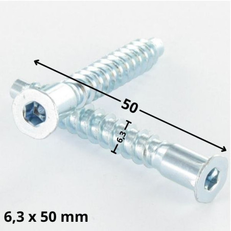 1 x Vite Autoperforante Confirmat Testa Forata Esagono Incassato 6,3X50 Filetto A Lamiera SS Dentellato Zincate