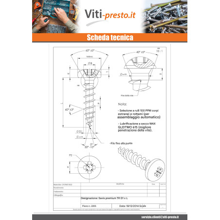 1 x Vite Per Legno E Truciolato Premium Testa Poelier Pozi PZ5 5X40 Zincate