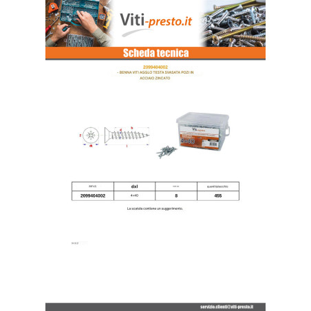 1 x Secchio di 455 Vite Per Legno E Truciolato 4X40 Testa Forata Pozi PZ5 Zincate