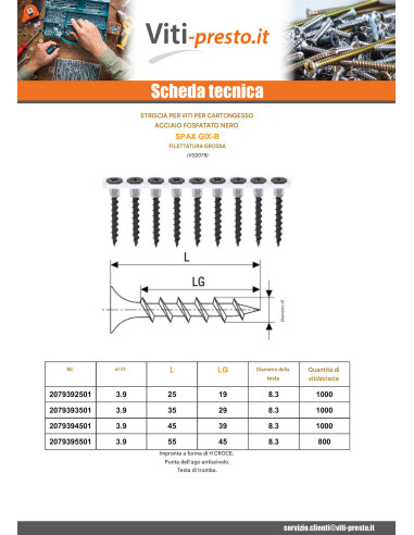 1 x 50 viti per cartongesso per pistola Spax...