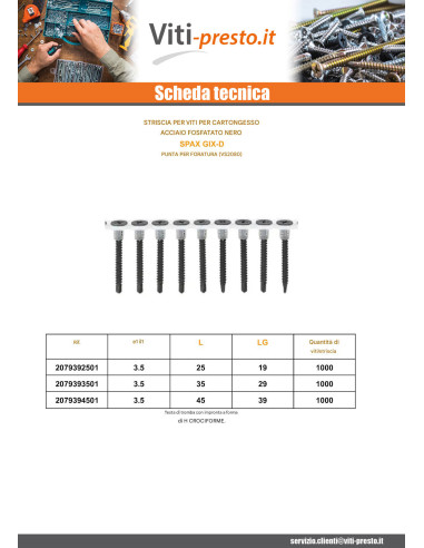 1 x 50 viti per cartongesso per pistola Spax...