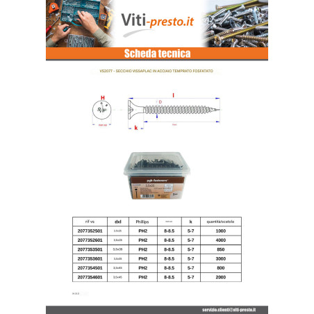 1 x Secchio di 800 Vite Per Cartongesso Phillips 2 3,5X45 Acciaio Fosfato