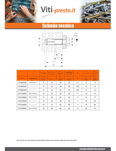 1 x Tassello A Battuta Fischer EAII M6X30 Zincate