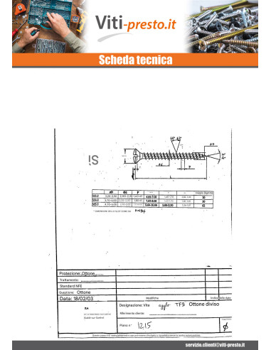 1 x Vite Per Legno E Truciolato Testa Forata...