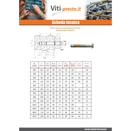 1 x Bullone (Venduto Con Dado) Ancoraggio M10X116 Con Vite Per Metalli Testa Esagonale Zincate