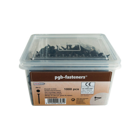 1 x Secchio di 1000 Vite Per Cartongesso Phillips 2 3,5X25 Acciaio Fosfato