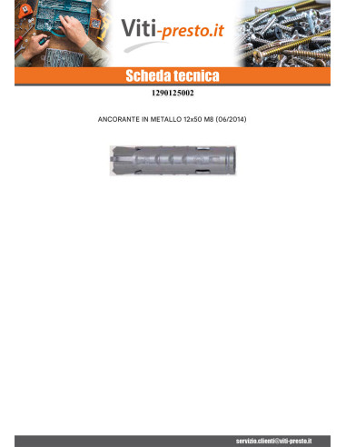 1 x Tassello METALLO FM-MP3 12X50 M8 Zincate