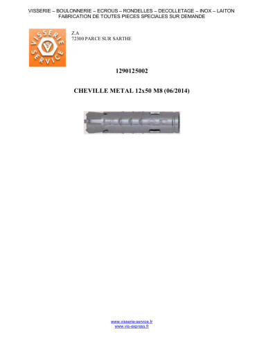 1 x Tassello METALLO FM-MP3 12X50 M8 Zincate