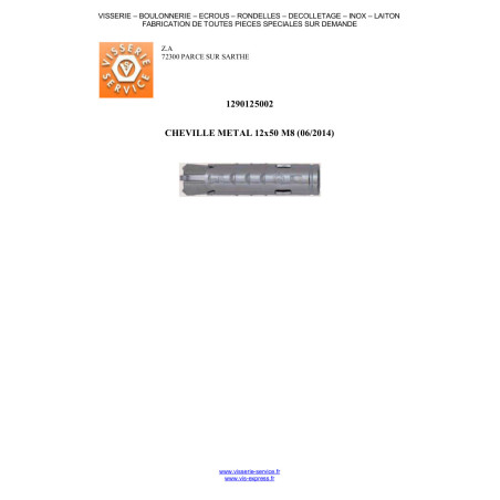 1 x Tassello METALLO FM-MP3 12X50 M8 Zincate