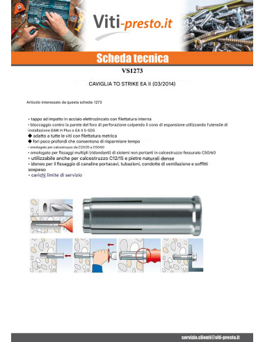 1 x Tassello A Battuta Fischer EAII M10X30 Zincate