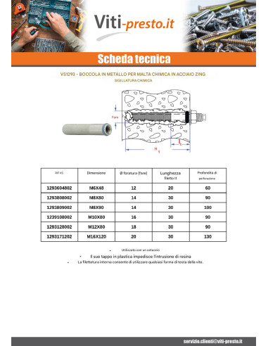 1 x Bussola metallica per ancorante chimico...