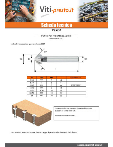 1 x Punta Da FRESATURA 10.40X44