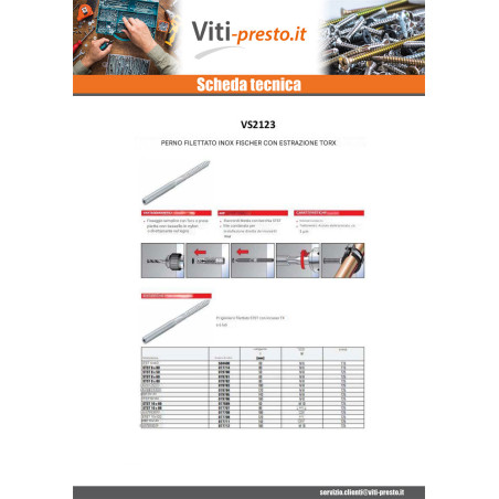 1 x Vite Prigioniera Fischer STST T25 Zincate 8X100