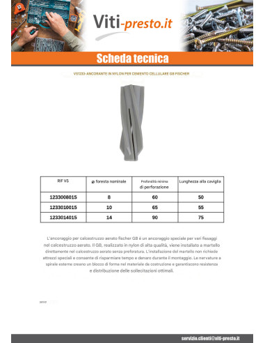 1 x Tassello Calcestruzzo CELLULARE Fischer GB14