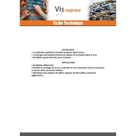 1 x Tassello Nylon 8X40 Con Golfare A Vite Con Flangia 4X45