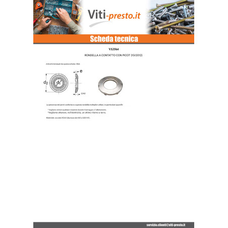 1 x Rondelle Di Contatto con NICOT M6 D2 12 Zincate