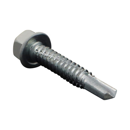 1 x Vite Autoperforante Testa Esagonale Flangia Liscio 6,3X38 Zincate Ral9002 Bianco Grigiastro