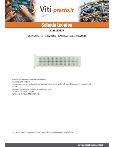 1 x SETACCIO INIEZIONE Plastica RAWLPLUG 16X85