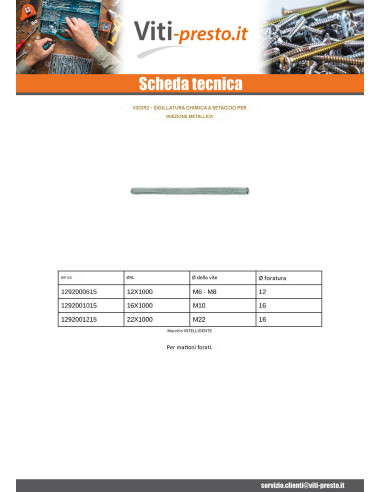 1 x SETACCIO Metallico 16X1000 M10