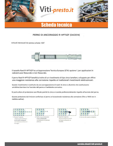 1 x Perno Ancoraggio R-HPTIIZF M16X180 Laminato...