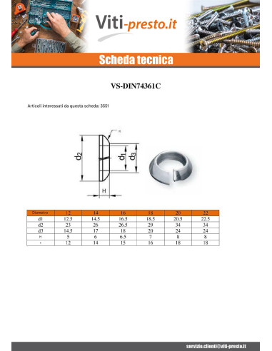 1 x Rondella Rondella Elastica Spaccata Conico...